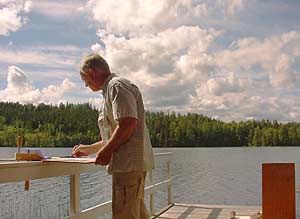 schilderen in Finland an het Synsi&ouml; Meer