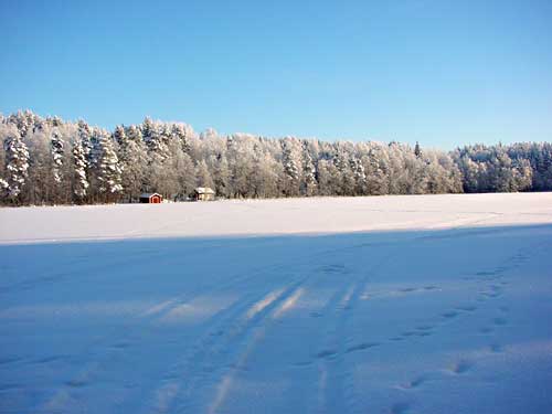 winter cottages in skandinavia - skiing, snowboarding, dogsleds, snow mobiles and sauna holidays - winter in your own cottage in south east Finland at Penttil&auml; Gardens
